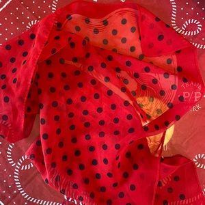 Red with black polka dot silk scarf